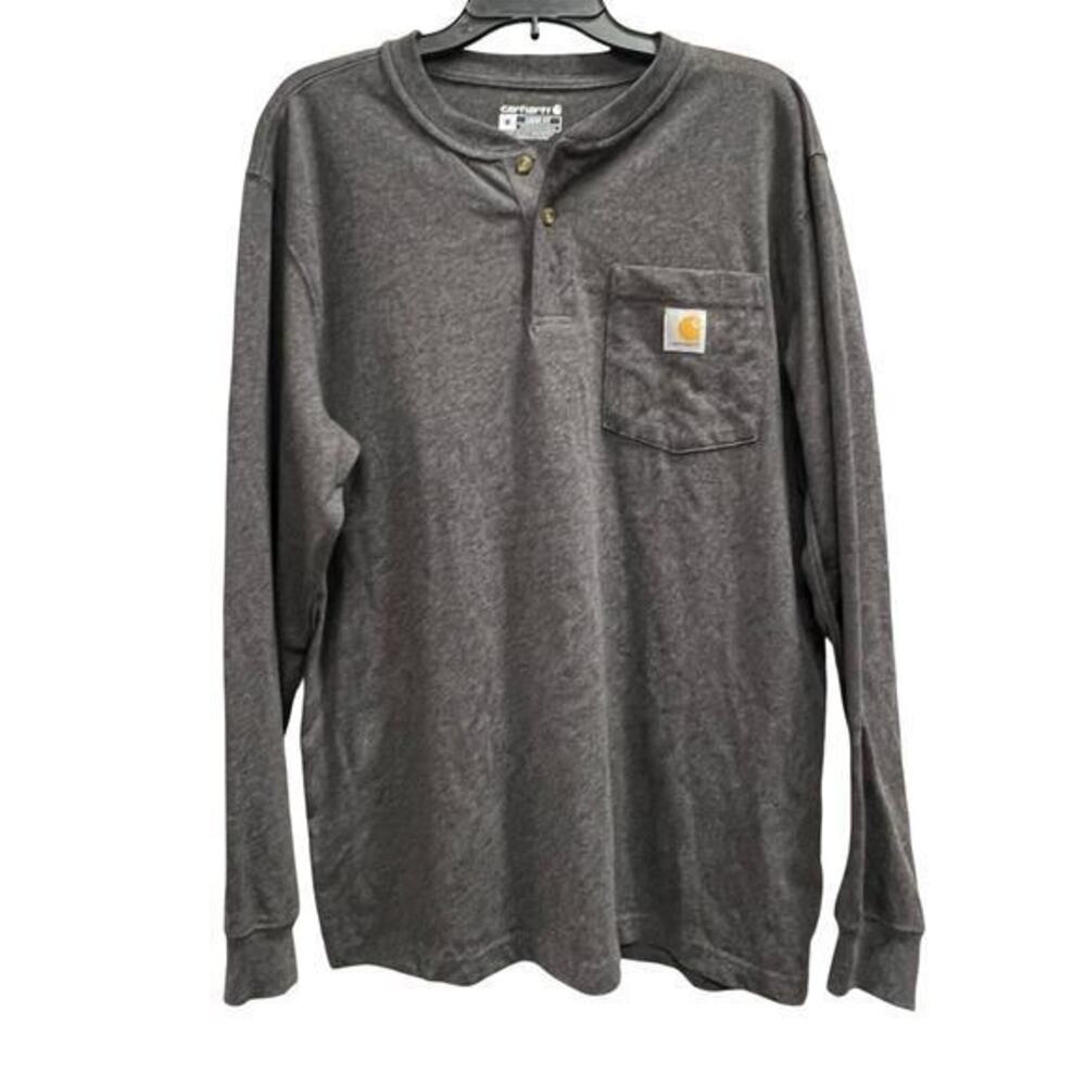 Carhartt Gray Long Sleeve Heavyweight Long Sleeve Henley Sz M